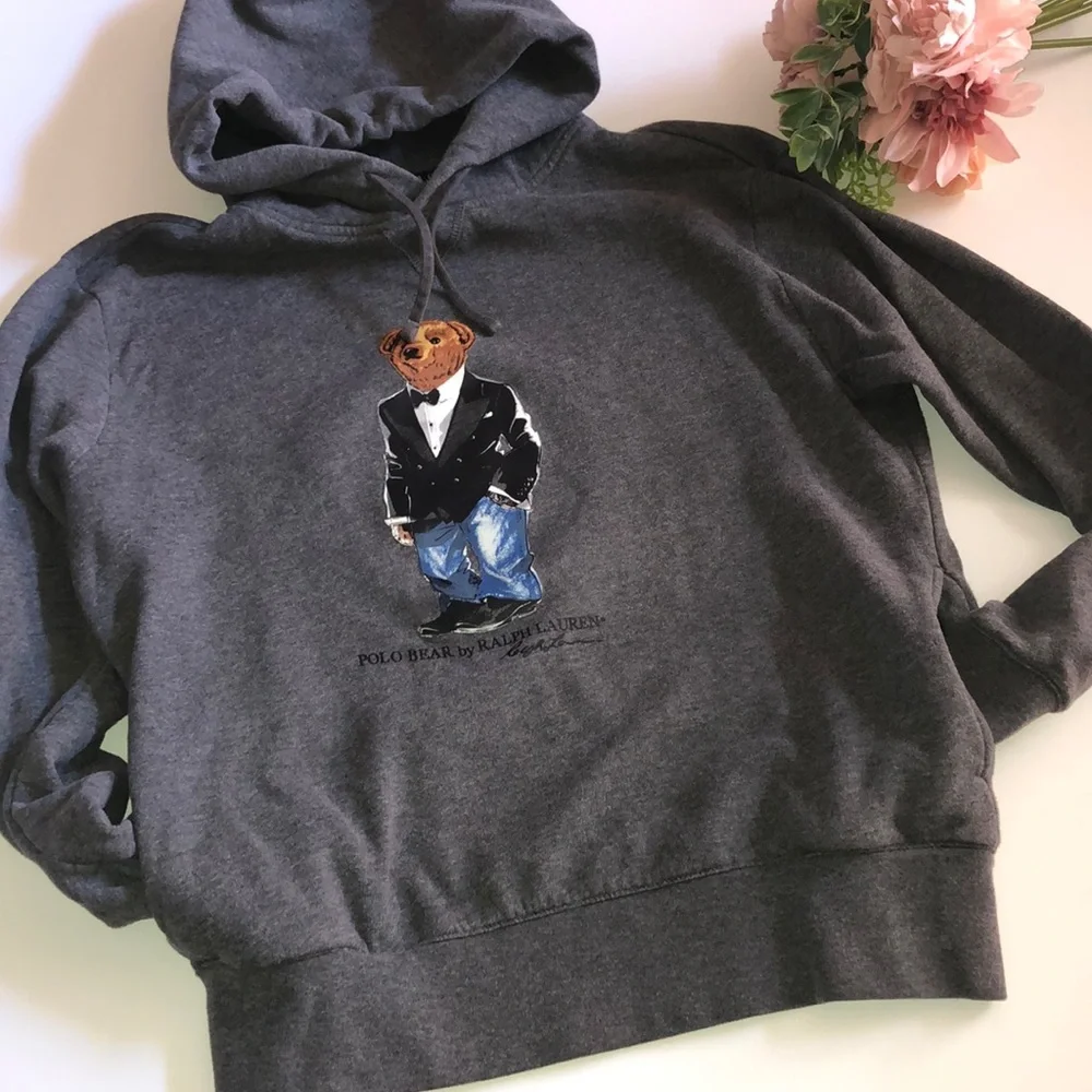 Ralph Lauren Polo Bear by RALPH LAUREN Gray Hoodie Tuxedo Bear Polo Bear